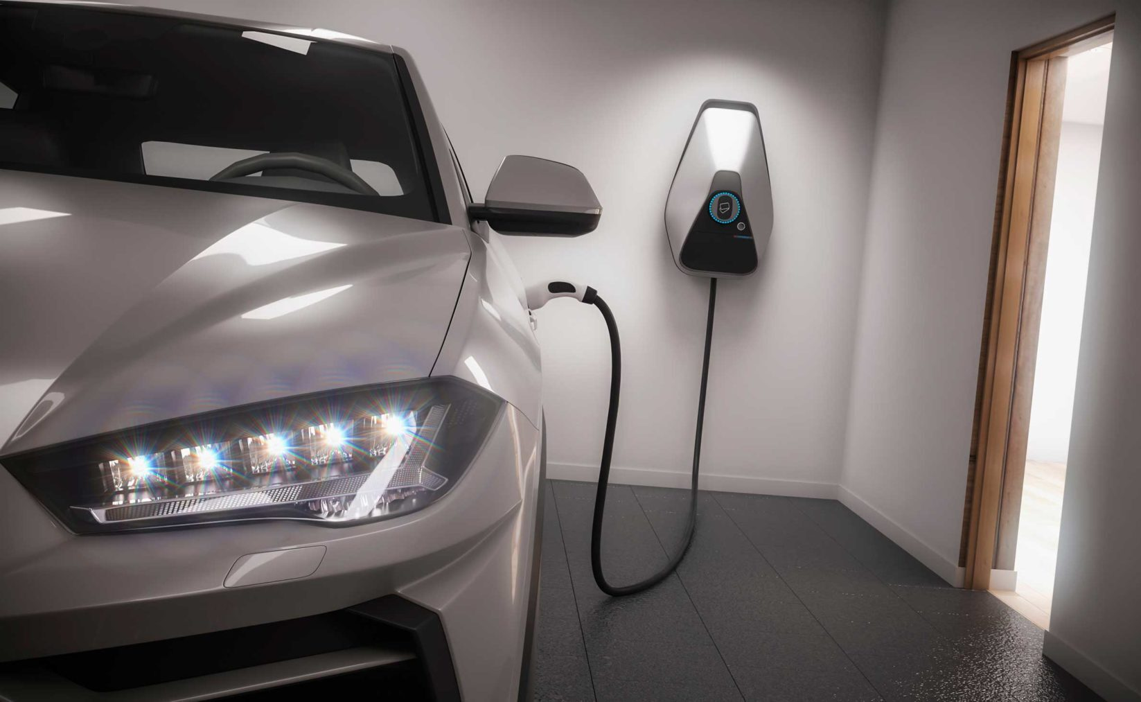 Electric vehicle charging in home garage