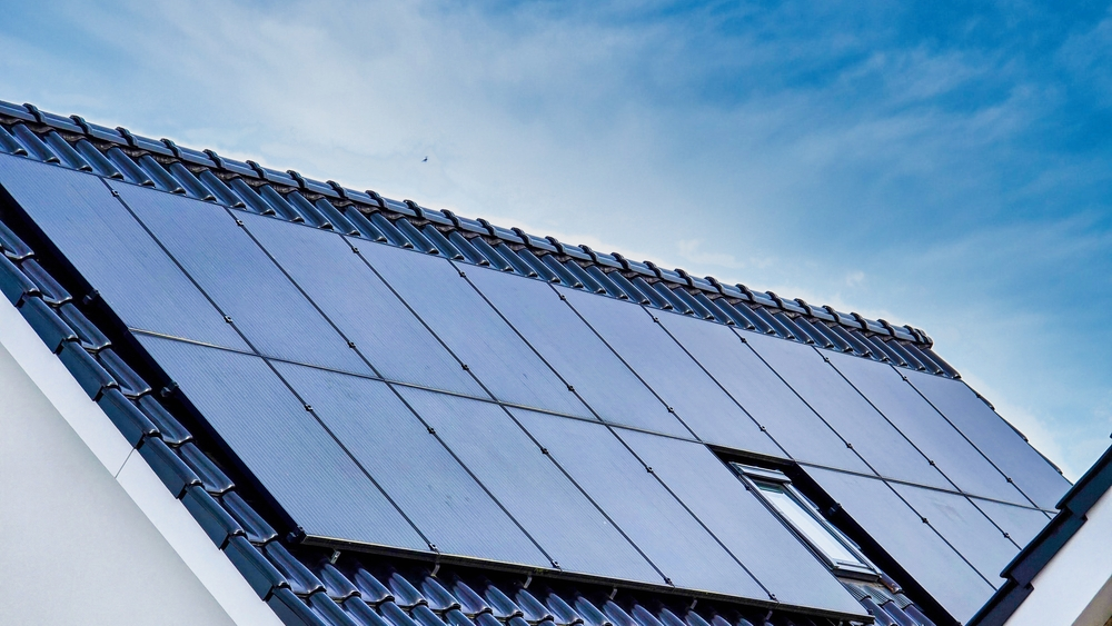 Solar panels on roof of house